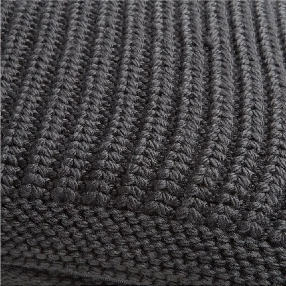 Storm Grey Wool Blend 23''x23 Fisherman Knit Throw Pillow Cover