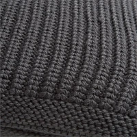 Storm Grey Wool Blend 23''x23 Fisherman Knit Throw Pillow Cover