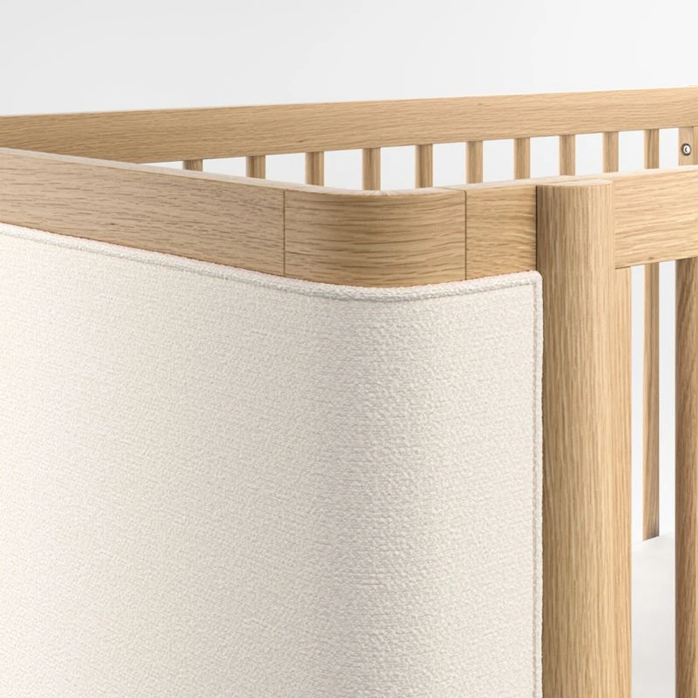 Redondo Upholstered Wood Baby Crib with Toddler Bed Rail