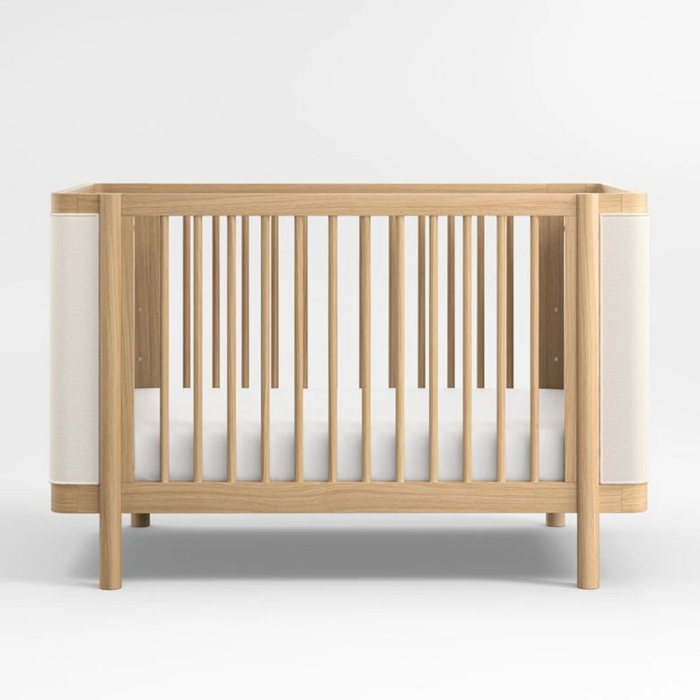 Redondo Upholstered Wood Baby Crib with Toddler Bed Rail