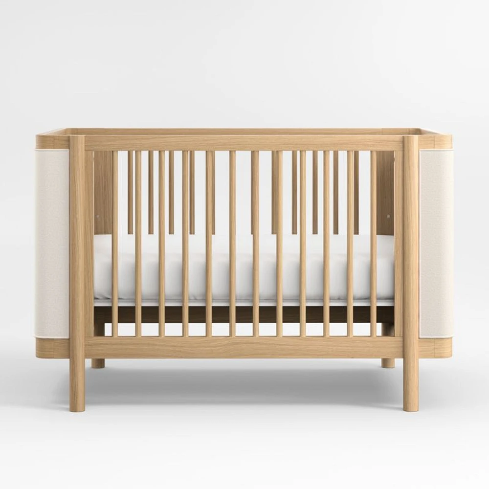 Redondo Upholstered Wood Baby Crib with Toddler Bed Rail