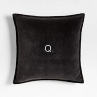 Relaxed Washed Organic Cotton Velvet 20x20 Ink Black Throw Pillow Cover