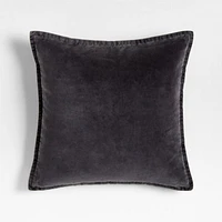 Relaxed Washed Organic Cotton Velvet 20x20 Dark Sea Grey Throw Pillow Cover
