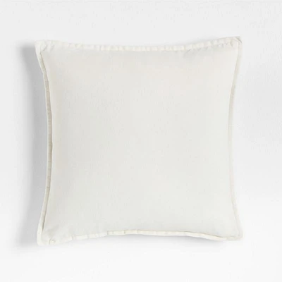 Relaxed Washed Organic Cotton Velvet 20x20 Ivory Throw Pillow Cover