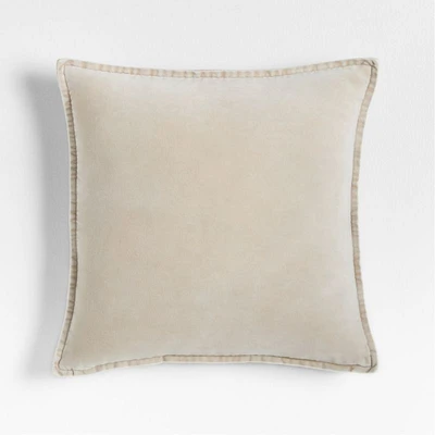 Relaxed Washed Organic Cotton Velvet 20x20 Moonbeam Throw Pillow Cover