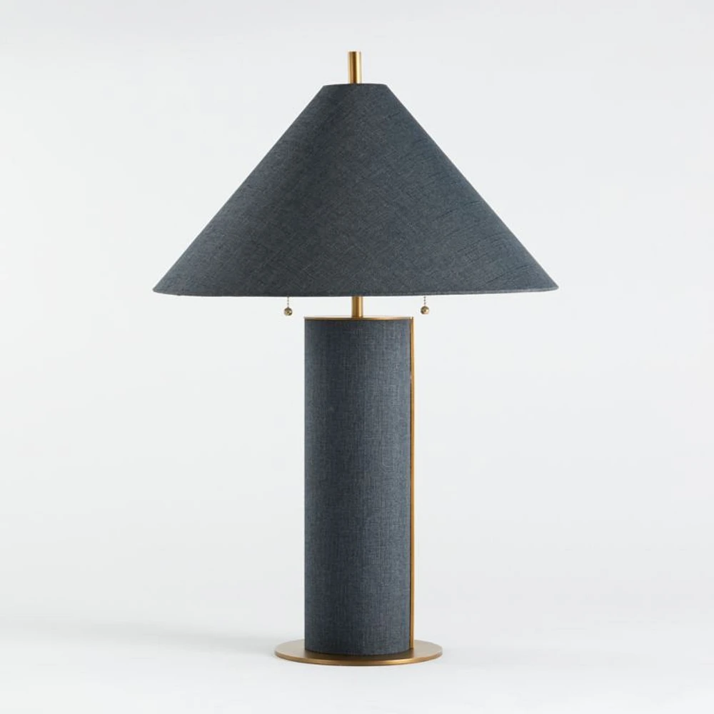Remi Blue Linen Table Lamp 31.75"