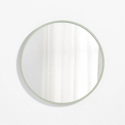 Finn Sage Green Wood 31" Round Wall Mirror