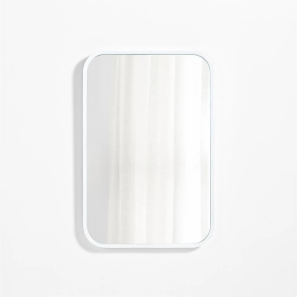 Finn White Wood Rectangle Wall Mirror