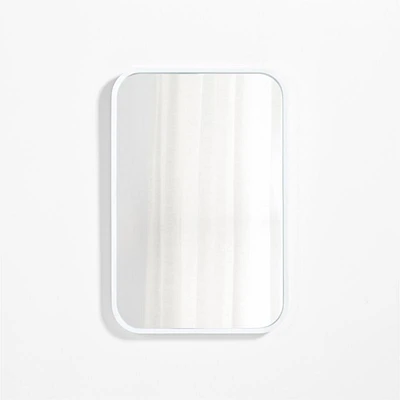 Finn White Wood Rectangle Wall Mirror