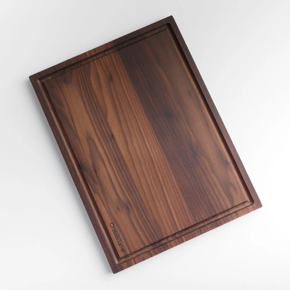 Crate & Barrel Reversible Walnut Cutting Board with Meat Rest 24"x18"