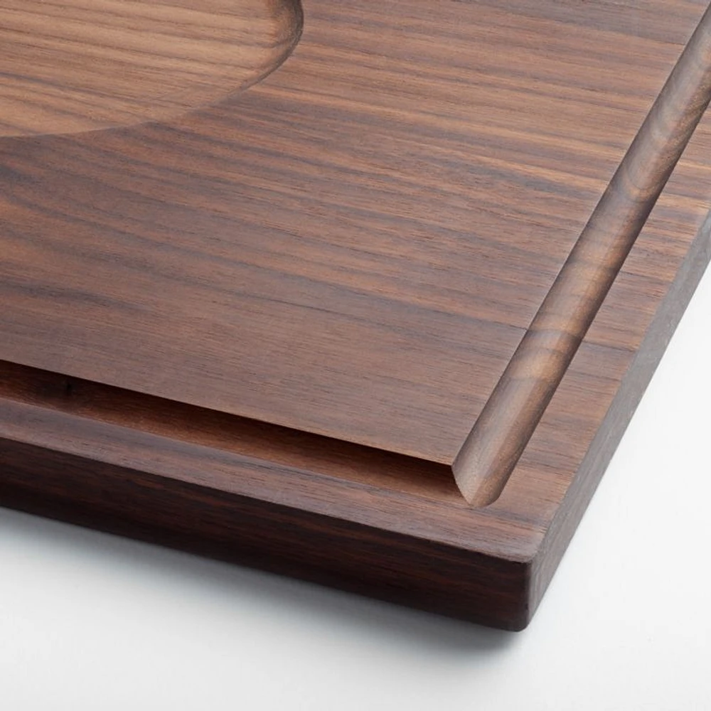 Crate & Barrel Reversible Walnut Cutting Board with Meat Rest 24"x18"