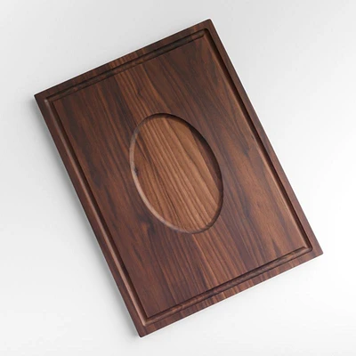 Crate & Barrel Reversible Walnut Cutting Board with Meat Rest 24"x18"