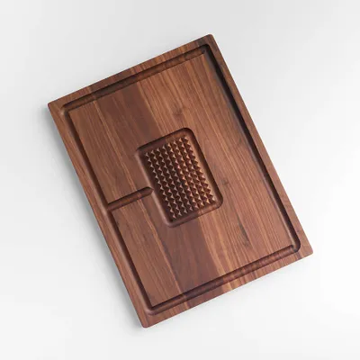 Crate & Barrel Reversible Walnut Cutting Board with Spikes 20"x15"