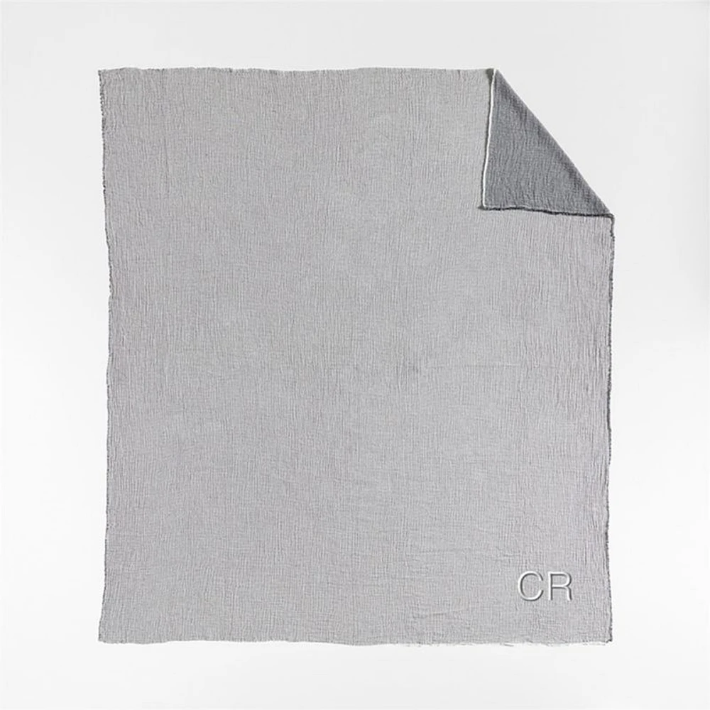 Reversible Stripe Gauze 80"x80" Ink Black and Arctic Ivory Bed Blanket