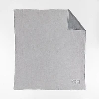 Reversible Stripe Gauze 80"x80" Ink Black and Arctic Ivory Bed Blanket