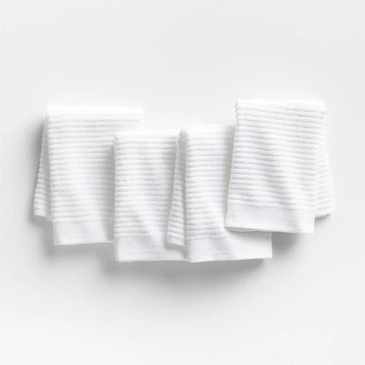 Ribbed Bar Mop White Organic Cotton Dish Cloths, Set of 4
