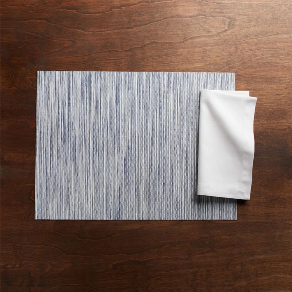 Chilewich ® Rectangular Ridge Blue Easy-Clean Vinyl Placemat