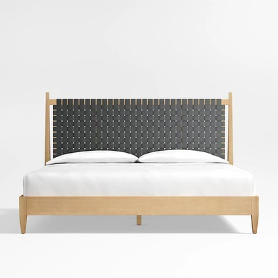 Rio Black Leather and Wood King Bed