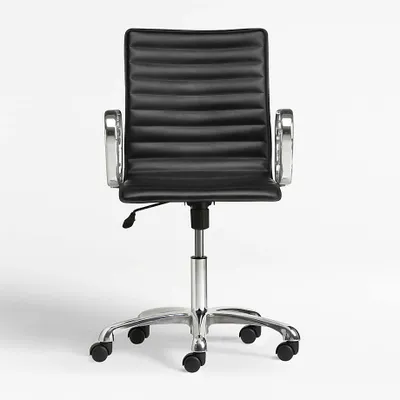 Ripple Black Leather Office Chair with Chrome Base.