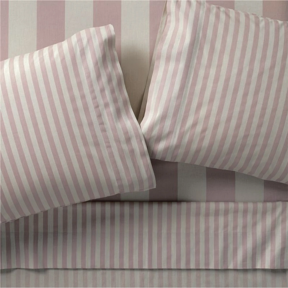 Riviera Moody Mauve and Oatmeal Stripe Organic Cotton Kids Twin Sheet Set