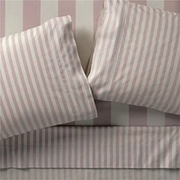 Riviera Moody Mauve and Oatmeal Stripe Organic Cotton Kids Twin Sheet Set