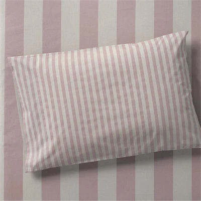 Riviera Moody Mauve and Oatmeal Stripe Organic Cotton Kids Pillowcase