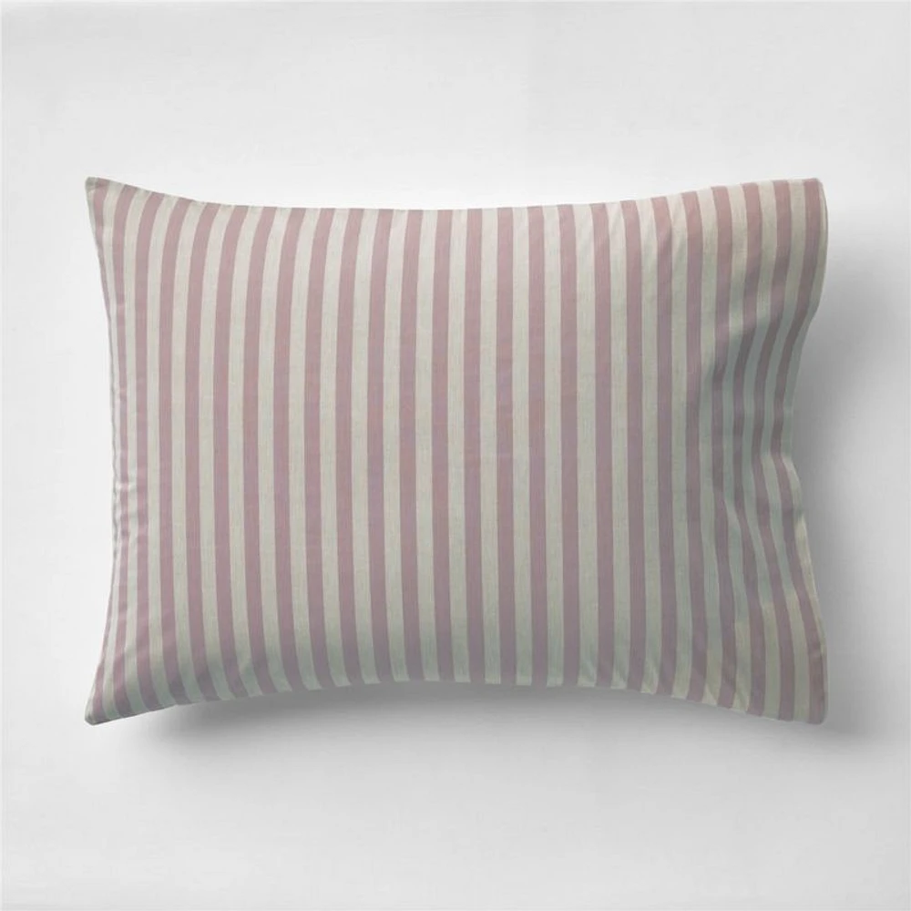 Riviera Moody Mauve and Oatmeal Reversible Stripe Organic Cotton Kids Pillow Sham