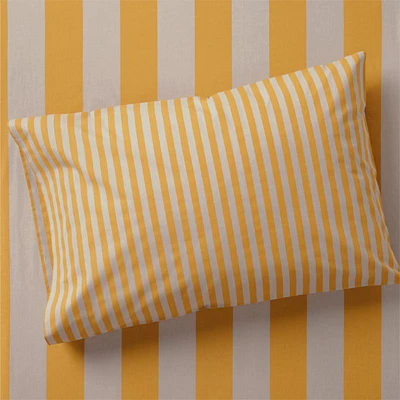 Riviera Savannah Yellow and Oatmeal Stripe Organic Cotton Kids Pillowcase