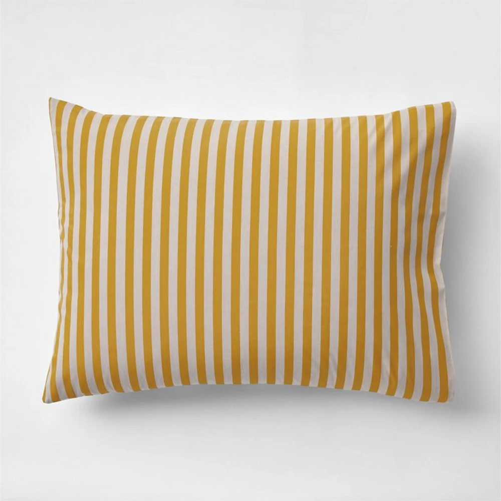 Riviera Savannah Yellow and Oatmeal Reversible Stripe Organic Cotton Kids Pillow Sham