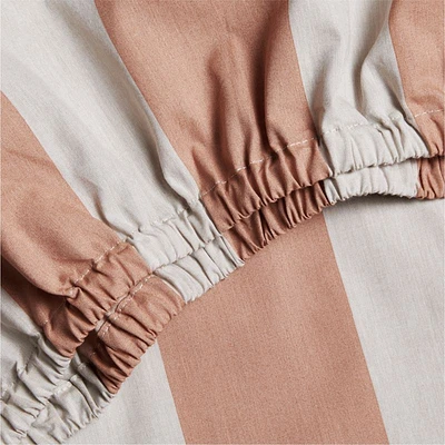 Riviera Terracotta Pink and Oatmeal Stripe Organic Cotton Baby Crib Fitted Sheet