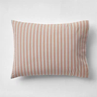 Riviera Terracotta Pink and Oatmeal Reversible Stripe Organic Cotton Kids Pillow Sham