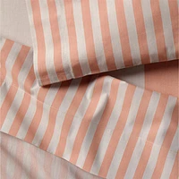 Riviera Terracotta Pink and Oatmeal Stripe Organic Cotton Toddler Sheet Set