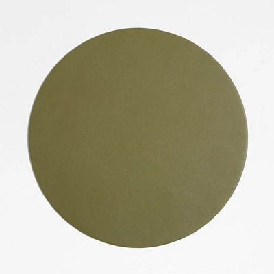 Rizzo Easy Care Faux Leather Reversible Desert Green and Light Brown Round Placemat