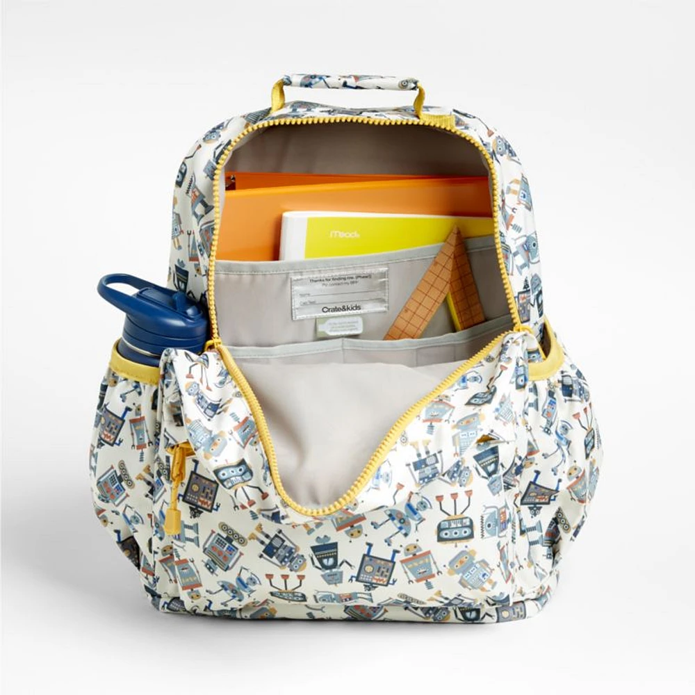 Robots Large Kids Backpack with Side Pockets