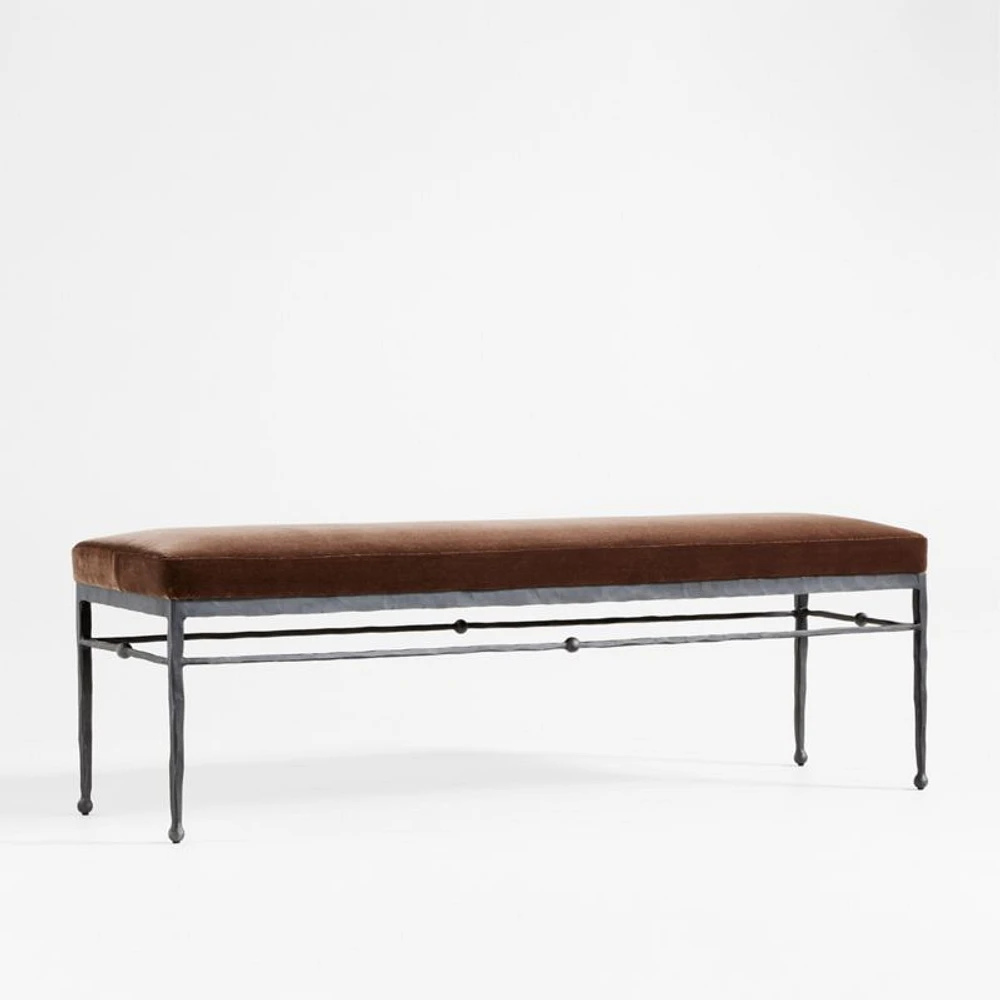Rodin Brown Velvet Bench by Athena Calderone