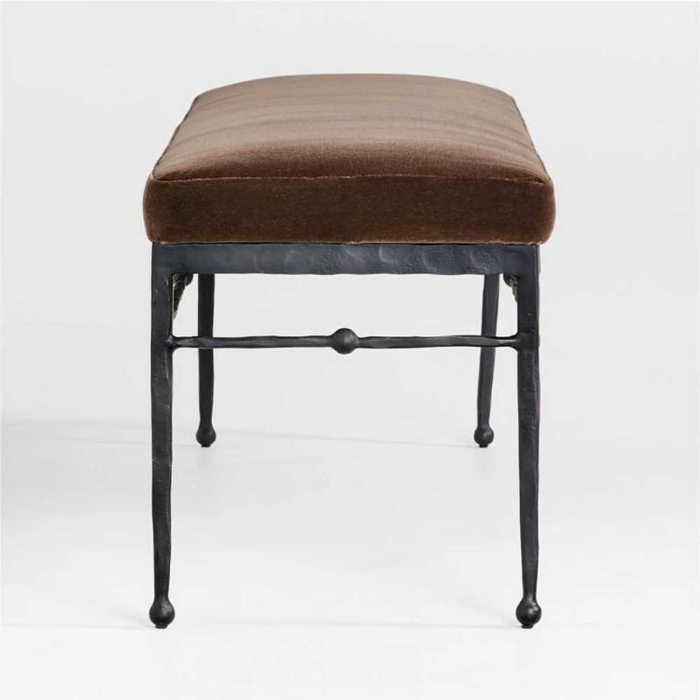 Rodin Brown Velvet Bench by Athena Calderone