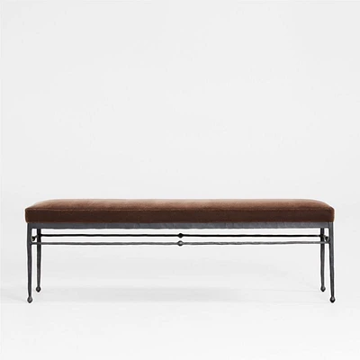 Rodin Brown Velvet Bench by Athena Calderone