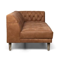 Rollins Camel Leather Tufted Left-Arm Chaise Sectional Sofa