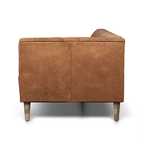 Rollins Camel Leather Tufted Left-Arm Chaise Sectional Sofa