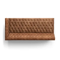 Rollins Camel Leather Tufted Left-Arm Chaise Sectional Sofa