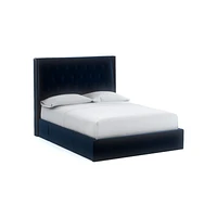 Ronin Queen Tufted Wingback Headboard with Upholstered Storage Bed Midnight