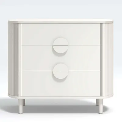 Roselle White Wood Narrow 3-Drawer Dresser