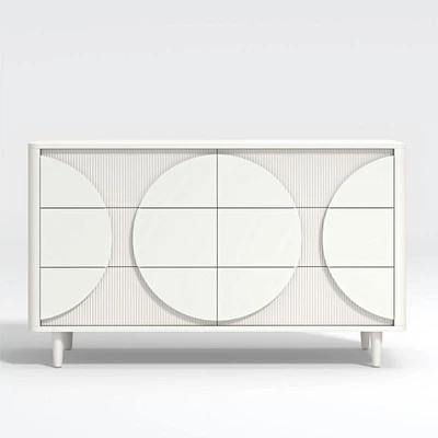 Roselle White Wood Wide 6-Drawer Dresser