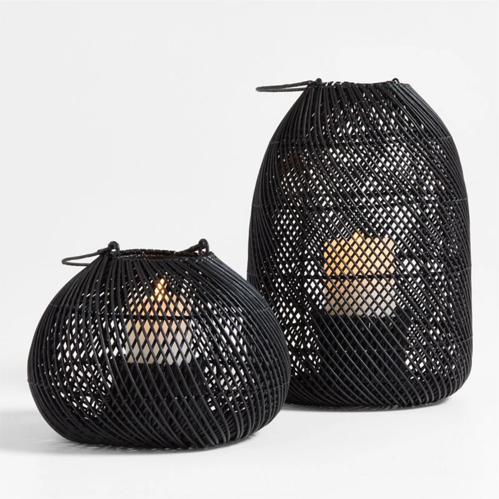 Rota Black Woven Lantern 9"