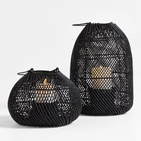 Rota Black Woven Lantern 9"