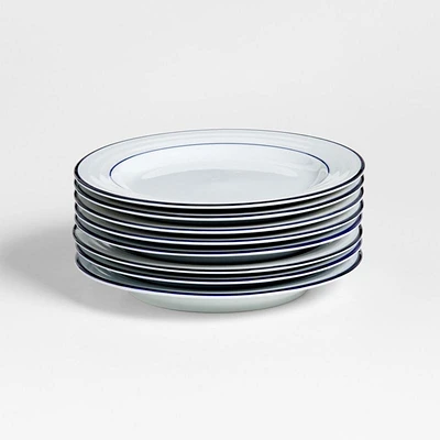 Roulette Blue Band Salad Plates, Set of 8