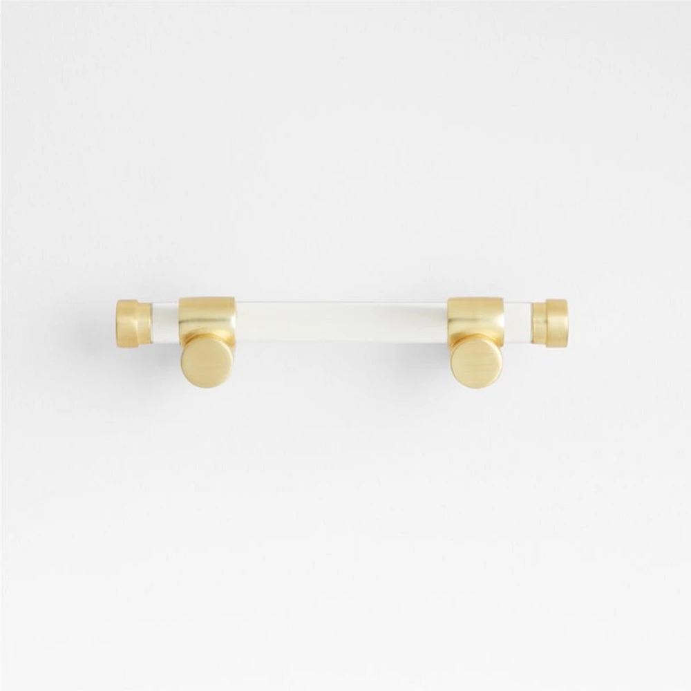Round Acrylic Brushed Brass Cabinet Drawer Bar Pull 3"