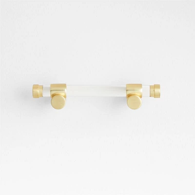Round Acrylic Brushed Brass Cabinet Drawer Bar Pull 3"
