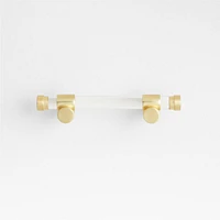 Round Acrylic Brushed Brass Cabinet Drawer Bar Pull 3"