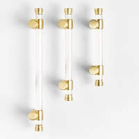 Round Acrylic Brushed Brass Cabinet Drawer Bar Pull 3"